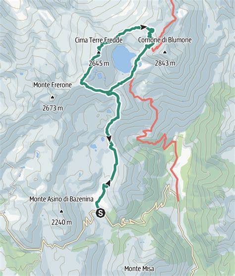Mappa topografica della zona del Lago della Vacca e Monte Croce Domini