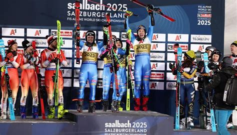 Podio della combinata a squadre maschile dei Mondiali di Sci Alpino 2025
