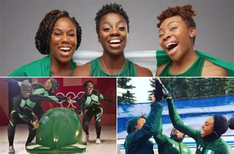 Il team di bob femminile nigeriano con il loro bob 