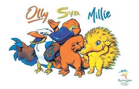 Illustrazione di Olly, Syd e Millie, le mascotte delle Olimpiadi di Sydney 2000
