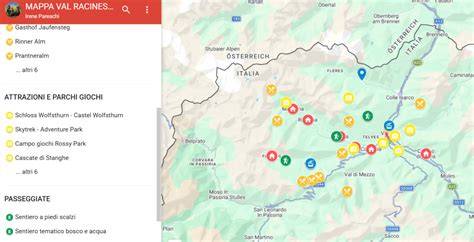 Mappa della Val di Racines con indicazione del percorso per la Cima Alta Croce
