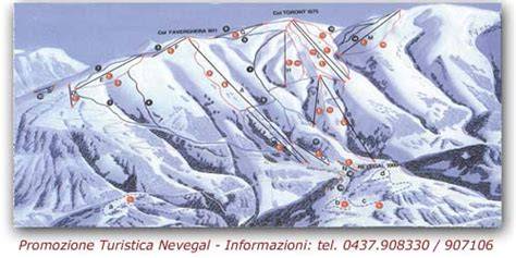 panorama invernale del Nevegal con piste innevate