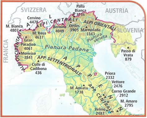 Mappa delle Alpi italiane con evidenziate le località per motoslitta