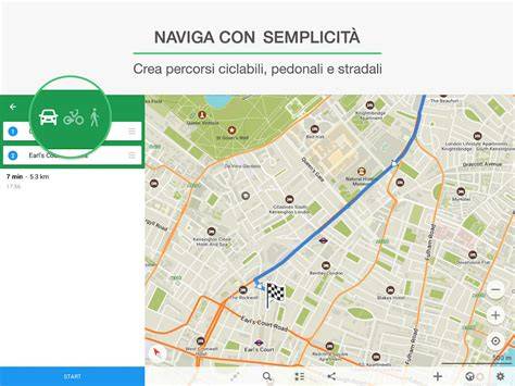 Screenshot di un'app di navigazione ciclistica con mappa e indicazioni stradali