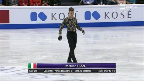 Matteo Rizzo durante la sua esibizione di pattinaggio libero