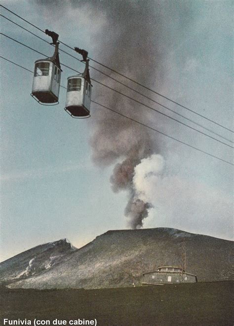 Disegno schematico della prima funivia dell'Etna con le due tratte e la stazione intermedia.