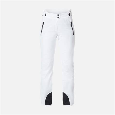 Collage di diverse tipologie di pantaloni da sci da donna, evidenziando tagli e stili differenti.