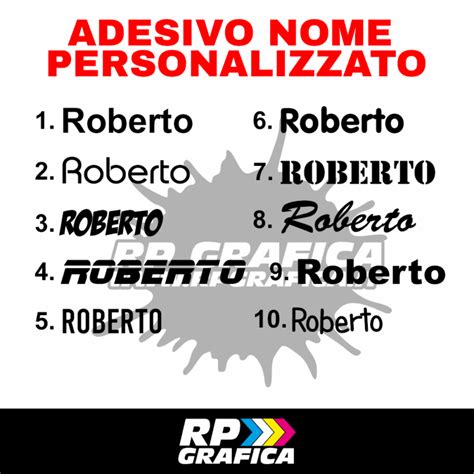 Esempio di adesivo personalizzato con nome sotto il disegno