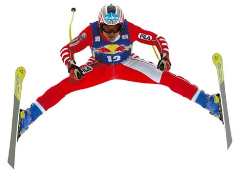 Kristian Ghedina durante la sua celebre spaccata sulla Streif