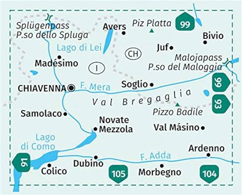 Mappa della Val San Giacomo con Madesimo evidenziata