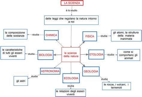 Schema che illustra la suddivisione delle principali branche scientifiche: naturali, sociali, formali e applicate.