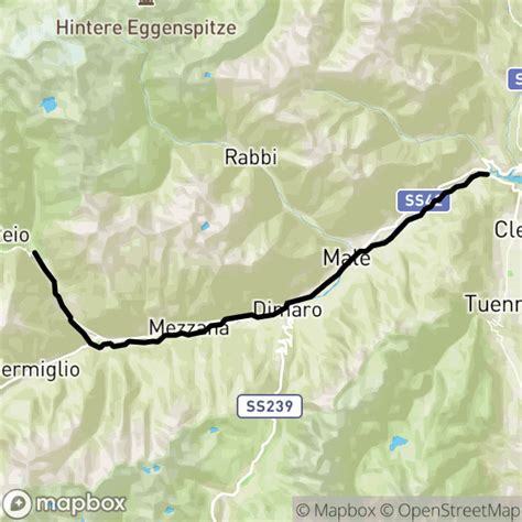 Mappa generale della Pista Ciclabile della Val di Sole con evidenziati i punti di interesse