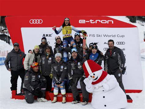 Foto di gruppo della squadra italiana di sci alpino femminile