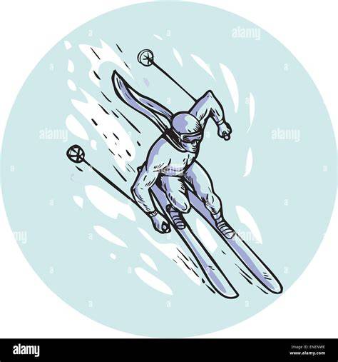 Illustrazione stilizzata di uno sciatore con abbigliamento tecnico invernale