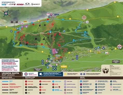 Mappa dei percorsi del Bikepark Mottolino con indicati i livelli di difficoltà