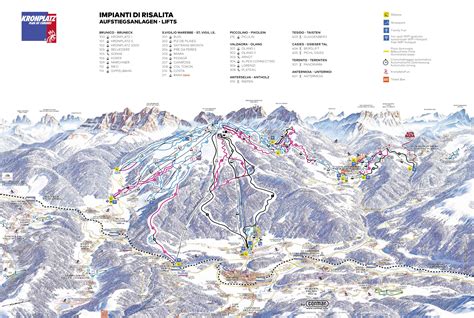 Mappa delle piste e degli impianti di risalita del comprensorio sciistico di Plan de Corones.