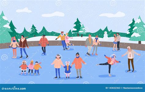 Illustrazione di bambini che imparano a pattinare sul ghiaccio