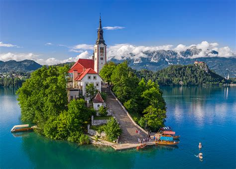 L'isola con la chiesa sul Lago di Bled, Slovenia