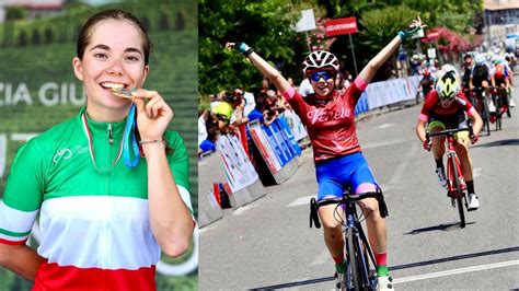 Matilde Rossignoli festeggia la vittoria del Campionato Italiano Donne Juniores.