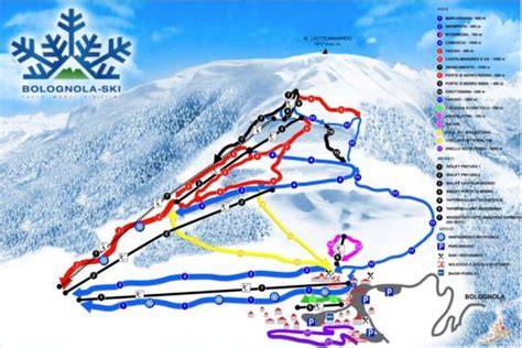 Mappa delle piste sciistiche di Bolognola con indicazione degli impianti di risalita