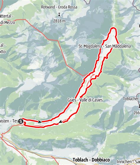 Mappa schematica degli itinerari di scialpinismo nella Val Casies