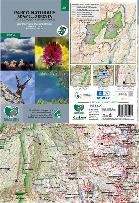 Mappa del Parco Naturale Adamello Brenta con indicazione delle strade forestali