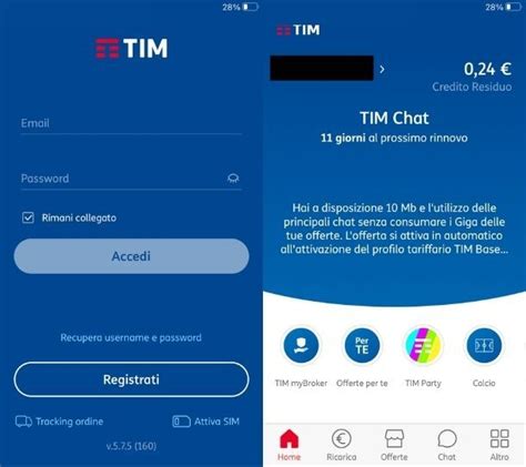 Interfaccia dell'app MyTIM con evidenziato il percorso per la gestione delle offerte attive