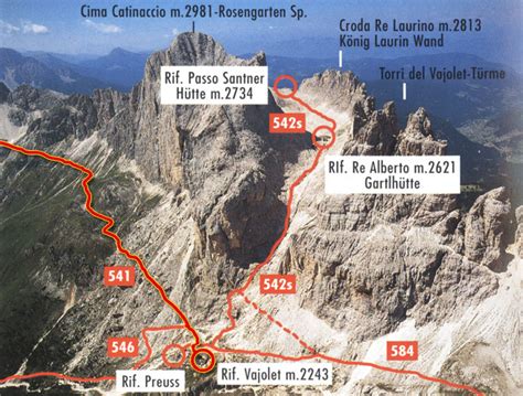 Schema del percorso di avvicinamento al Rifugio Gardeccia e ai Rifugi Vajolet e Preuss