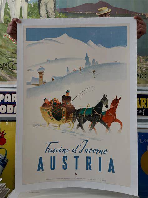 Illustrazione di sci vintage con grafiche colorate tipiche degli anni '70 e '80.
