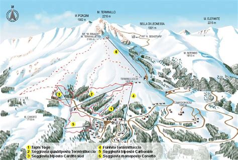 panorama invernale del Monte Terminillo con piste da sci e impianti di risalita