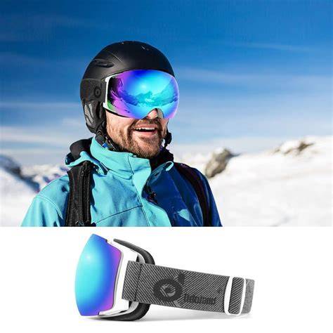 Primo piano di una maschera da sci DEMON con lenti magnetiche intercambiabili