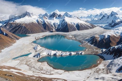 Vista panoramica delle montagne innevate con sciatori che praticano sci di fondo