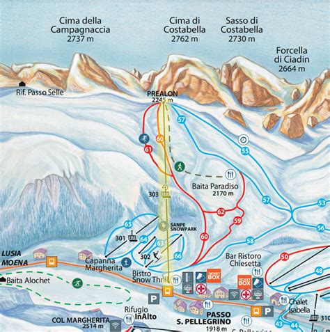 Mappa dell'Alpe di Siusi che mostra la posizione della Seggiovia Florian e dei principali centri abitati circostanti
