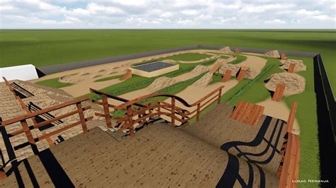 Vista aerea di un bike park con rampe e percorsi
