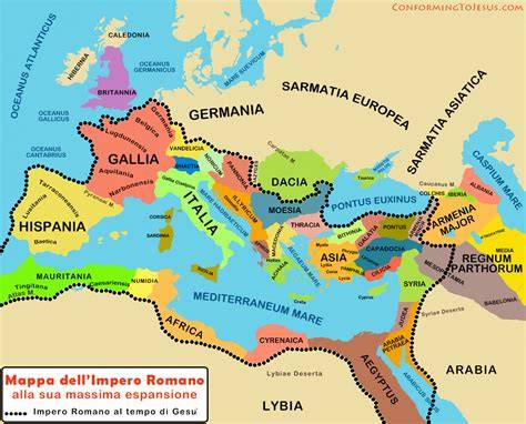 mappa dell'Impero Romano con evidenziate le vie di esilio dei vescovi