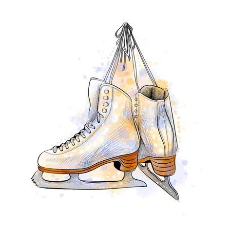 Illustrazione di pattini da ghiaccio artistici e un body elegante
