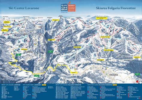 Mappa generale della Ski Area Alpe Cimbra con le diverse località e i collegamenti