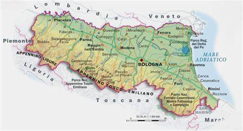 Mappa dell'Emilia-Romagna con evidenziate le principali località sciistiche