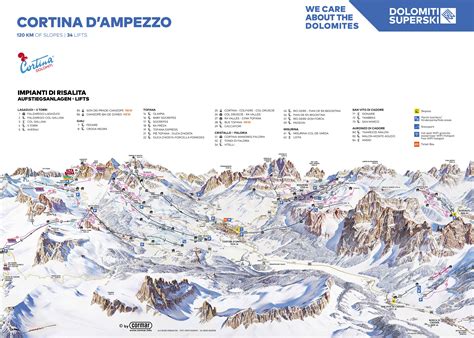 Mappa schematica delle piste della ski area Faloria con indicazione degli impianti di risalita