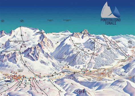 Mappa del Passo del Tonale con indicazione dei percorsi escursionistici invernali