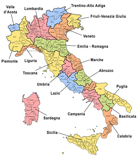 mappa dell'Italia con evidenziate le regioni più dipendenti dal turismo invernale