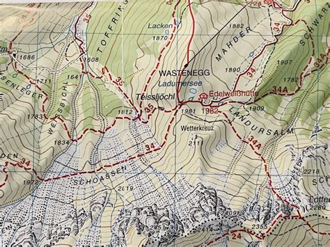 Mappa topografica del Monte Gabler con percorsi scialpinistici