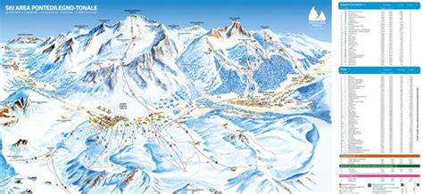 Mappa del comprensorio sciistico Pontedilegno-Tonale con indicazione delle piste e degli impianti di risalita.