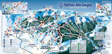 Mappa del comprensorio sciistico dell’Alto Sangro con indicate le piste e gli impianti