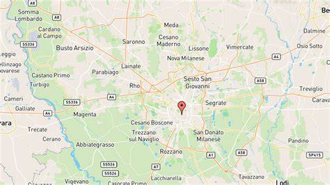 Mappa che illustra la posizione del Mottarone rispetto ai laghi circostanti e a Milano