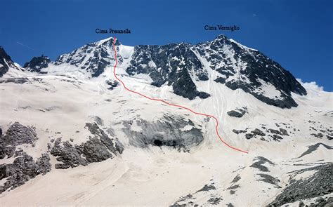 Vista panoramica sul Gruppo Adamello-Presanella con sentieri sciistici