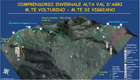 Schema delle piste del Monte Volturino con indicazione delle varianti