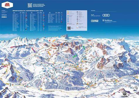 Schema delle località principali dell'Alta Badia e dei collegamenti con la Sellaronda