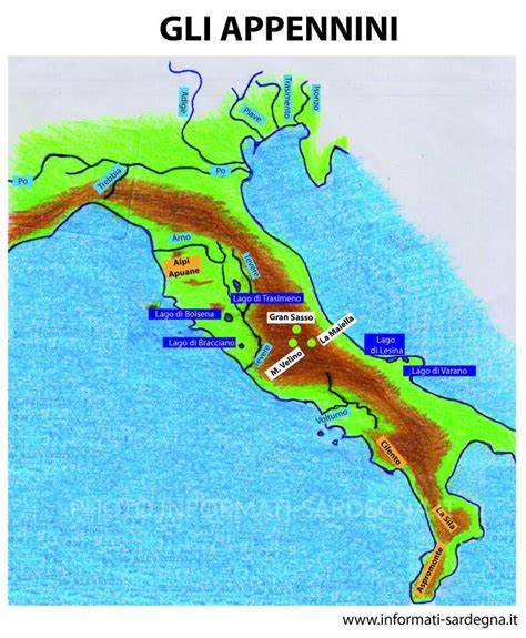 mappa degli Appennini che evidenzia le aree con maggiore diminuzione di innevamento
