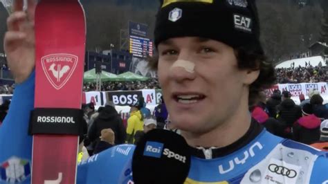 Giovanni Franzoni festeggia la vittoria sulla Streif a Kitzbühel